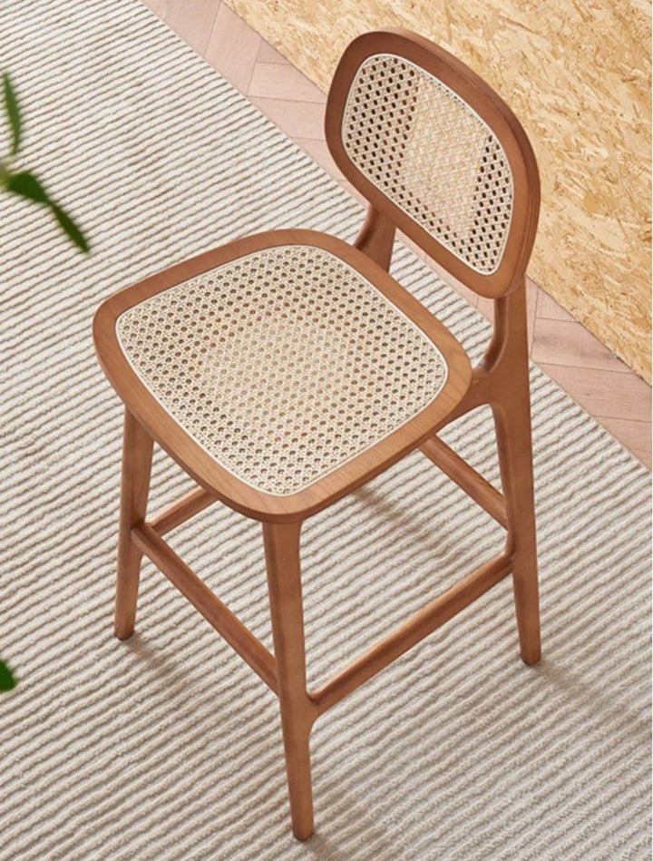 GARCIE Japandi Solid Wood Bar Stool