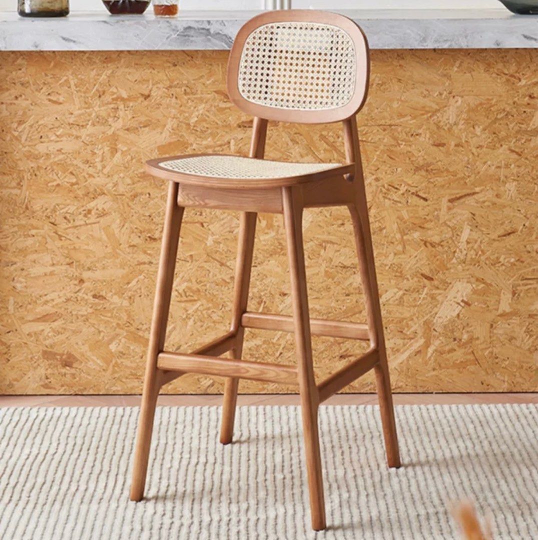GARCIE Japandi Solid Wood Bar Stool