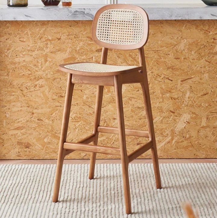 GARCIE Japandi Solid Wood Bar Stool