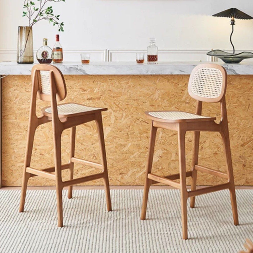GARCIE Japandi Solid Wood Bar Stool