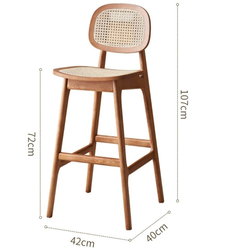 GARCIE Japandi Solid Wood Bar Stool
