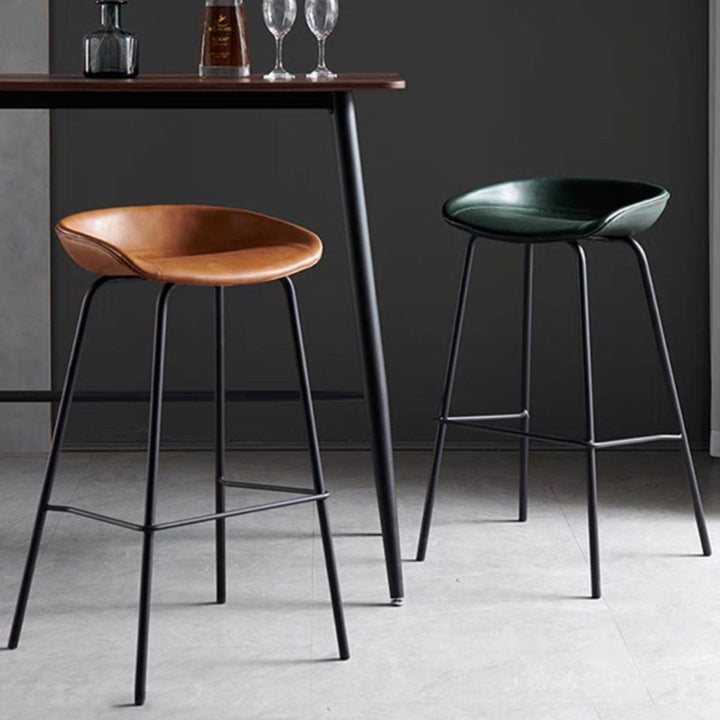 KENNA Modern Industrial Leather Bar Stool