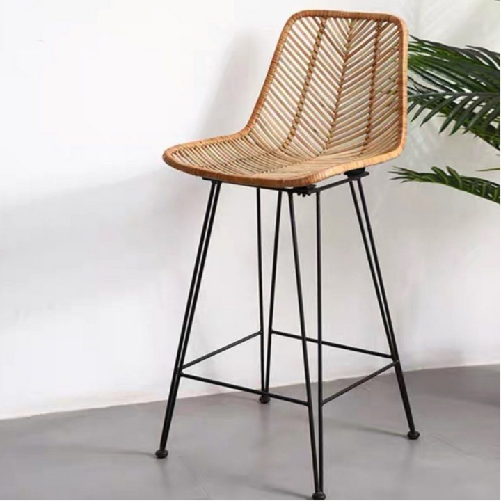 KIE Rustic Rattan Bar Stool