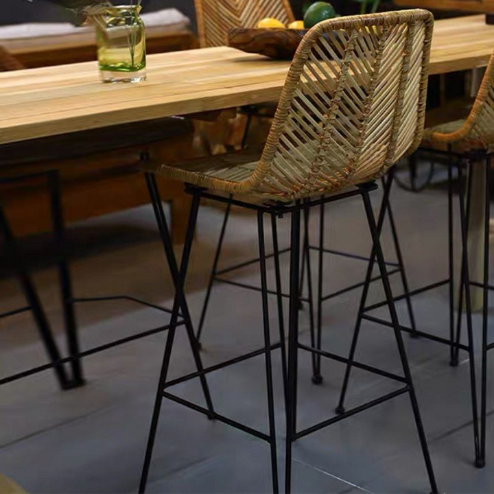 KIE Rustic Rattan Bar Stool