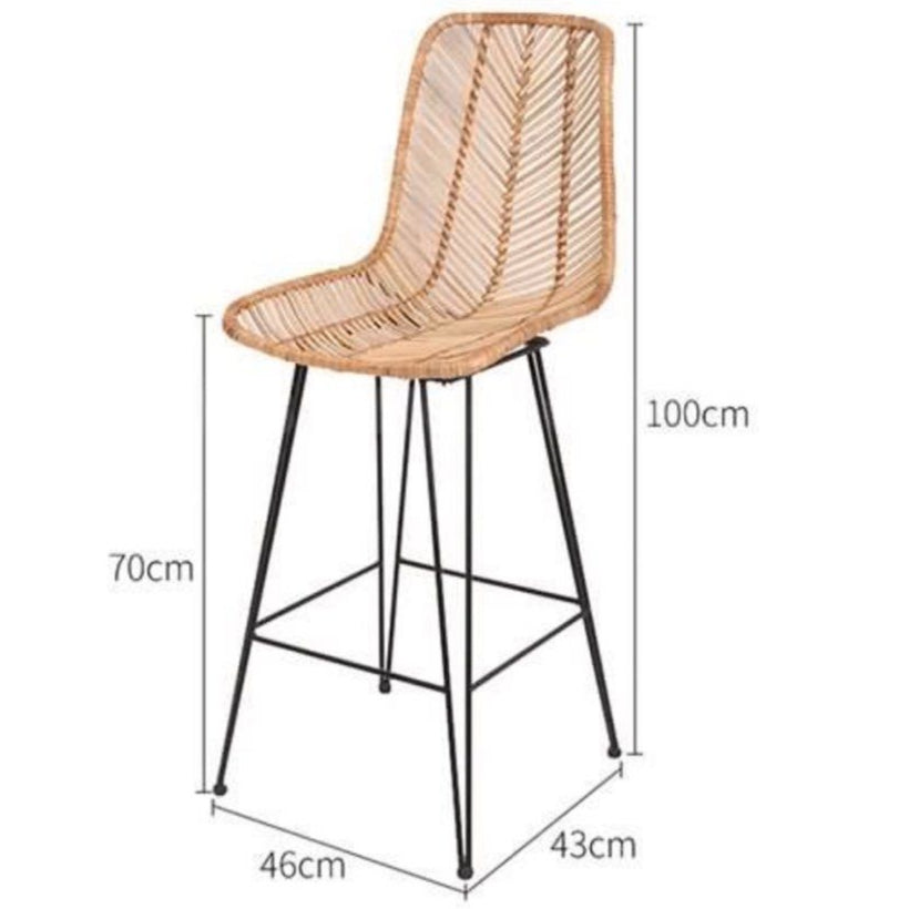 KIE Rustic Rattan Bar Stool