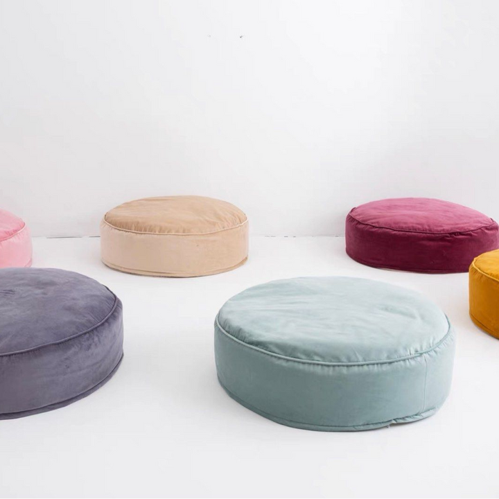 ATAVIAN Modern Round Velvet Ottoman