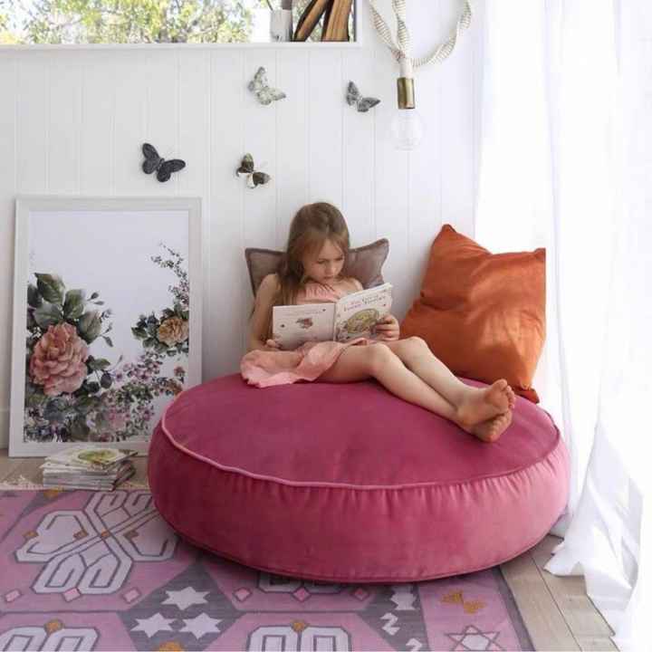 ATAVIAN Modern Round Velvet Ottoman