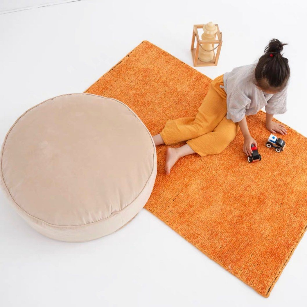 ATAVIAN Modern Round Velvet Ottoman