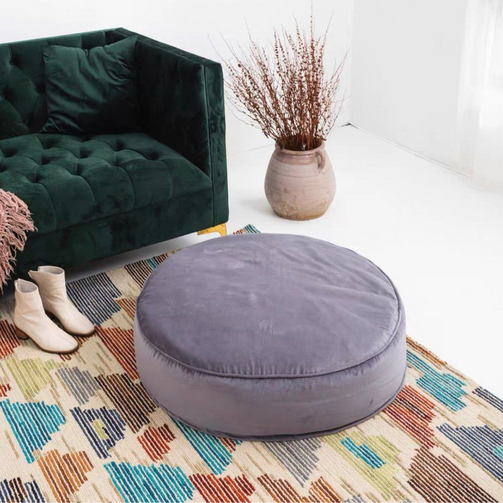ATAVIAN Modern Round Velvet Ottoman