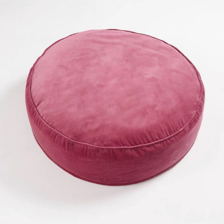 ATAVIAN Modern Round Velvet Ottoman