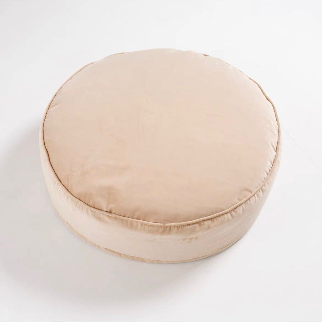 ATAVIAN Modern Round Velvet Ottoman