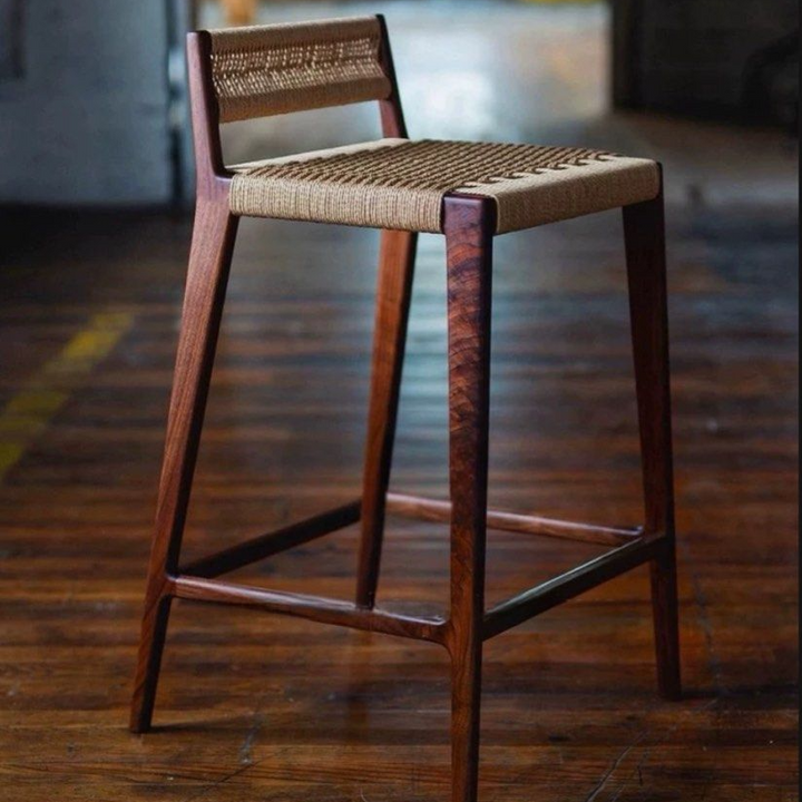ESTERO Rustic Rattan Bar Stool