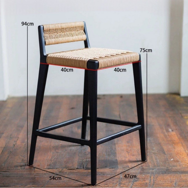 ESTERO Rustic Rattan Bar Stool