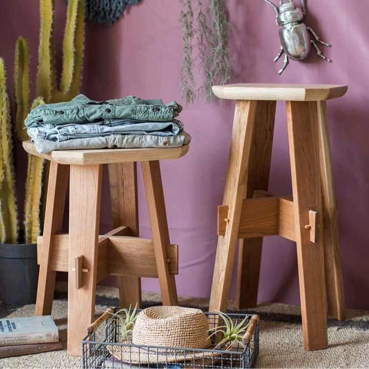 BETRECE Japandi Solid Wood Stool
