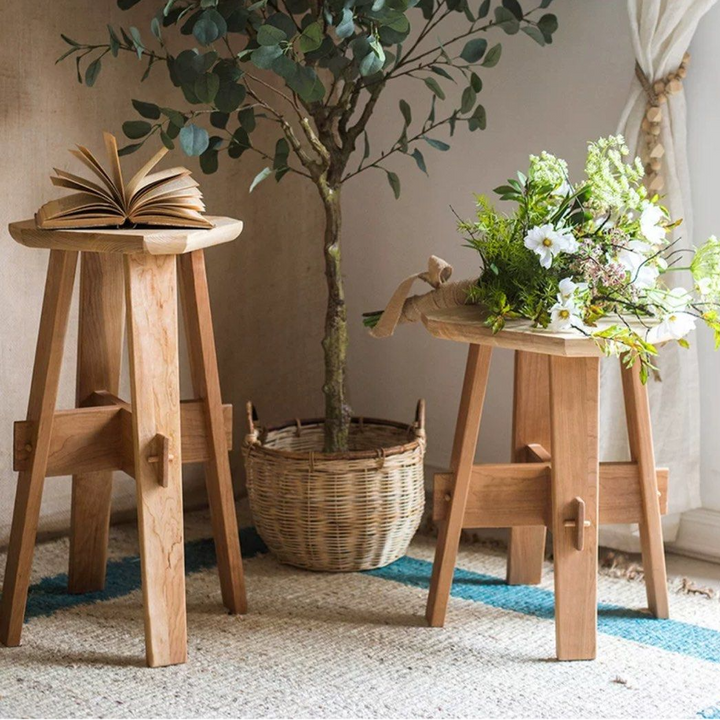 BETRECE Japandi Solid Wood Stool