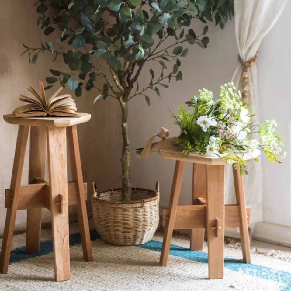BETRECE Japandi Solid Wood Stool