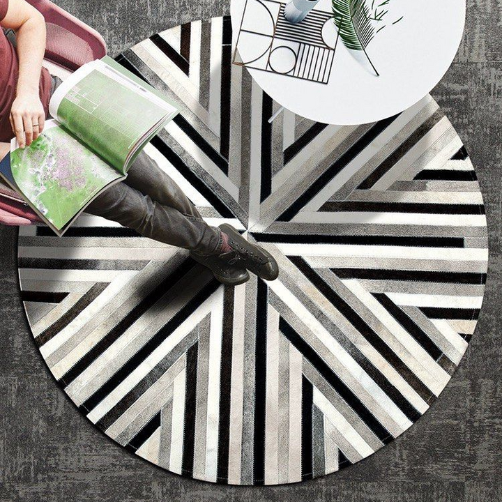 DURIN Modern Round Cowhide Leather Rug
