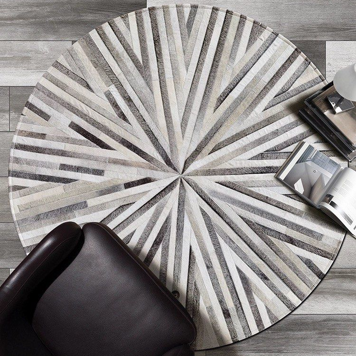 DURIN Modern Round Cowhide Leather Rug
