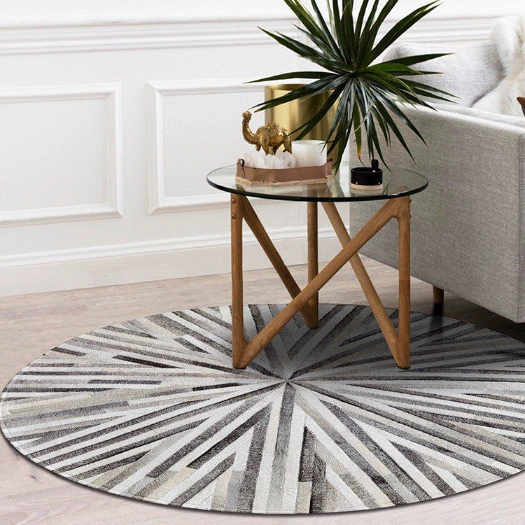 DURIN Modern Round Cowhide Leather Rug