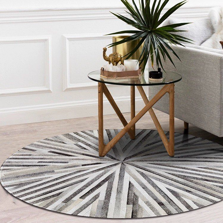 DURIN Modern Round Cowhide Leather Rug