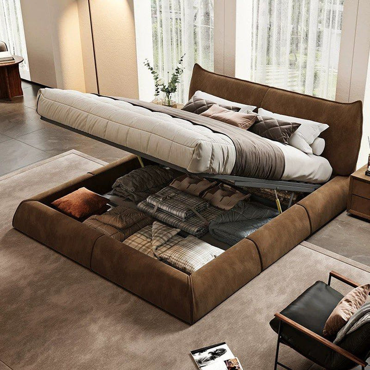 TANERY Modern Scratch Proof Fabric Storage Bedframe