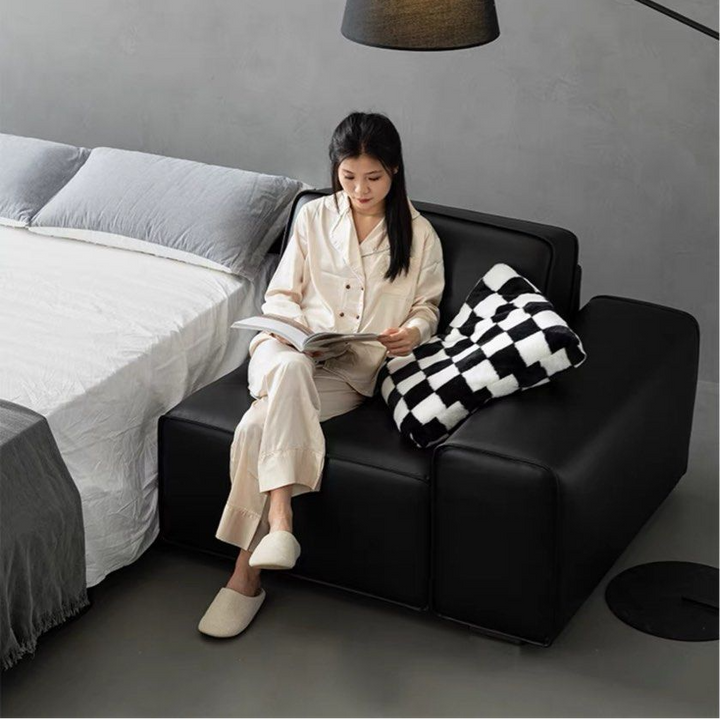 AVESSA Leather Foldable Sofa Bed with Mattress