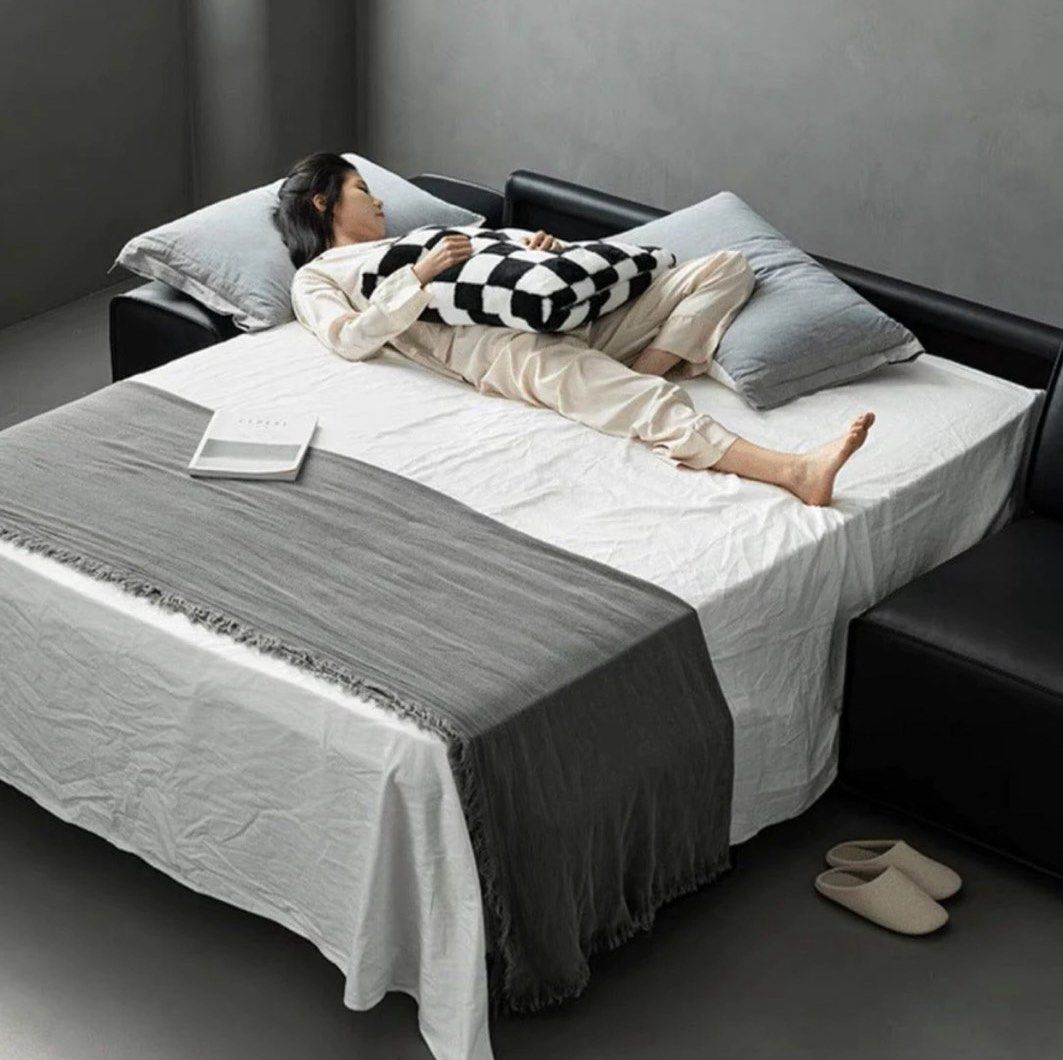 AVESSA Leather Foldable Sofa Bed with Mattress