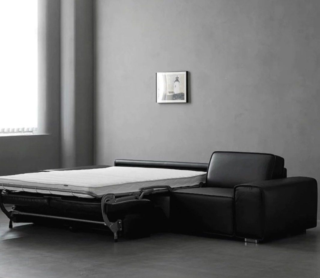 AVESSA Leather Foldable Sofa Bed with Mattress