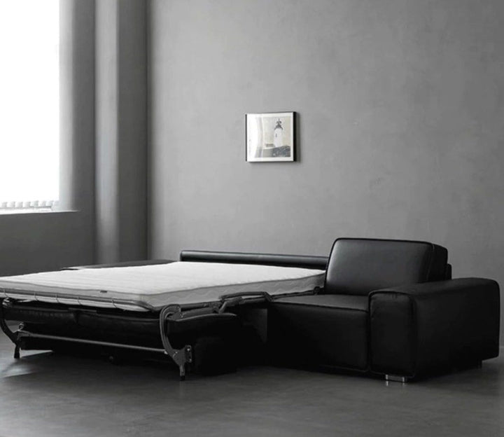 AVESSA Leather Foldable Sofa Bed with Mattress