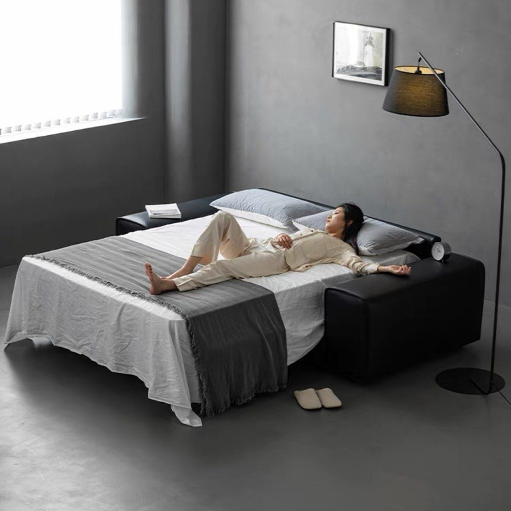 AVESSA Leather Foldable Sofa Bed with Mattress