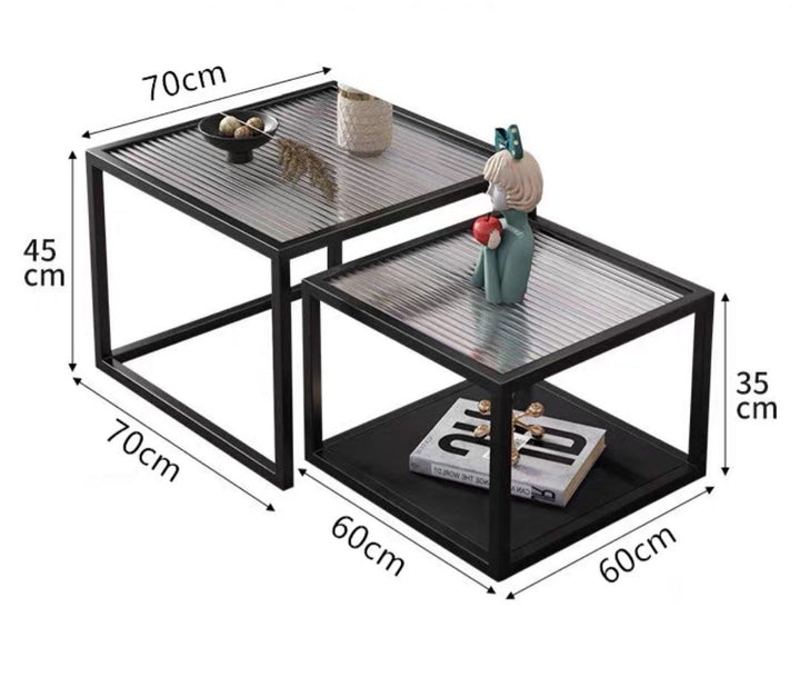 HEMNES Modern Fluted Glass Nesting Coffee Table