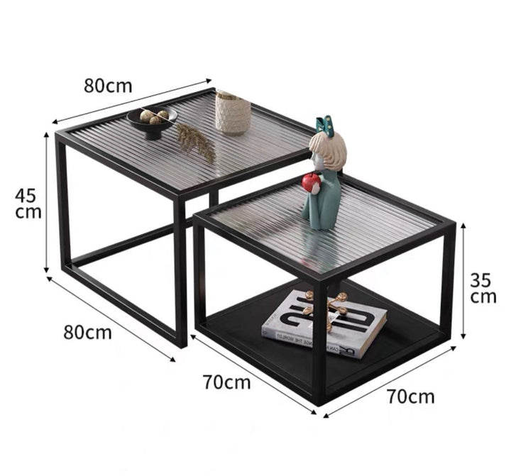 HEMNES Modern Fluted Glass Nesting Coffee Table