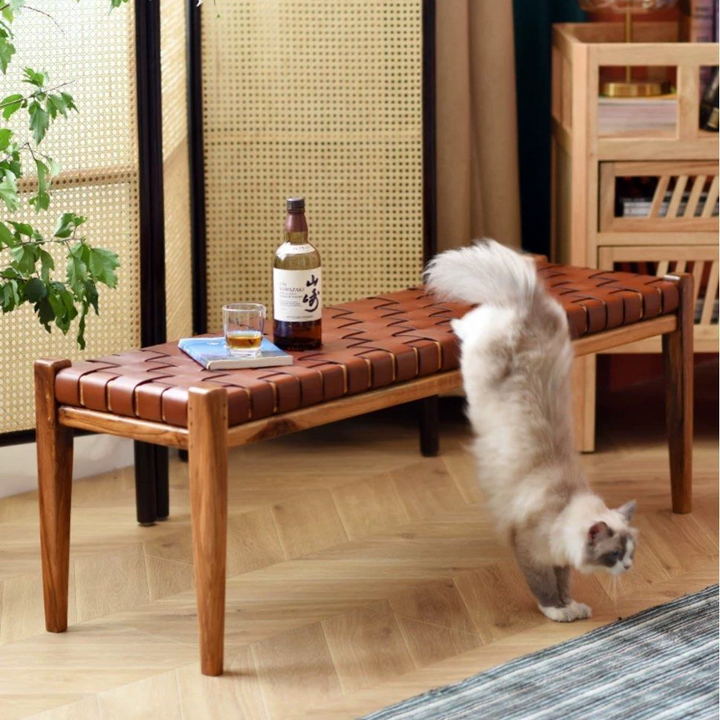 MADIGAN Retro Leather Bench