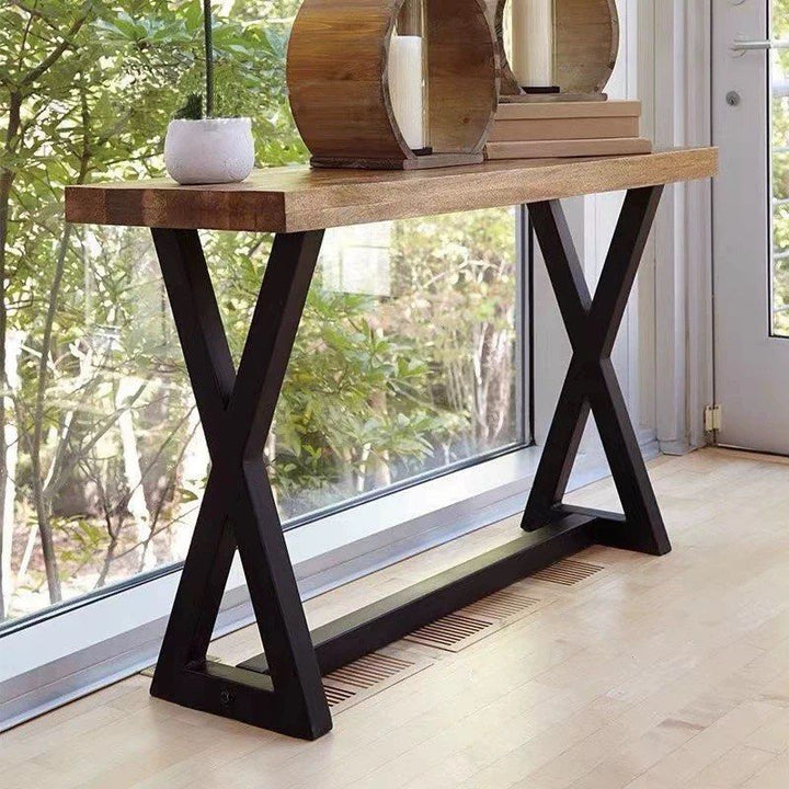 MARCELLA Modern Industrial Solid Wood Console Table