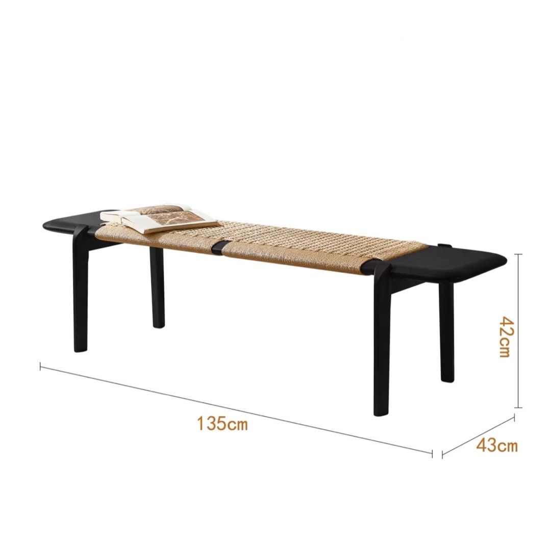 ALOSIEN Vintage Rattan Bench