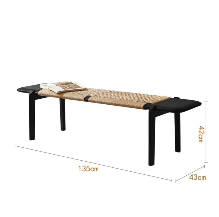 ALOSIEN Vintage Rattan Bench