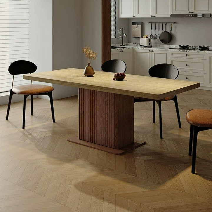 AUREN Modern Travertine Dining Table With Storage
