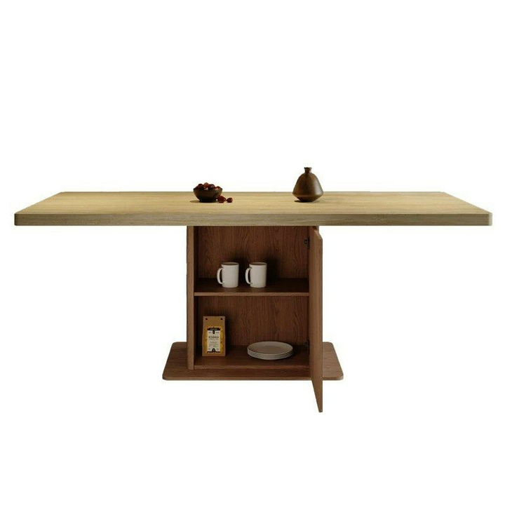 AUREN Modern Travertine Dining Table With Storage