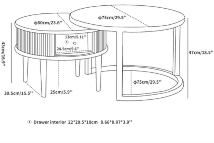 PHOEBE Round Coffee Table Set