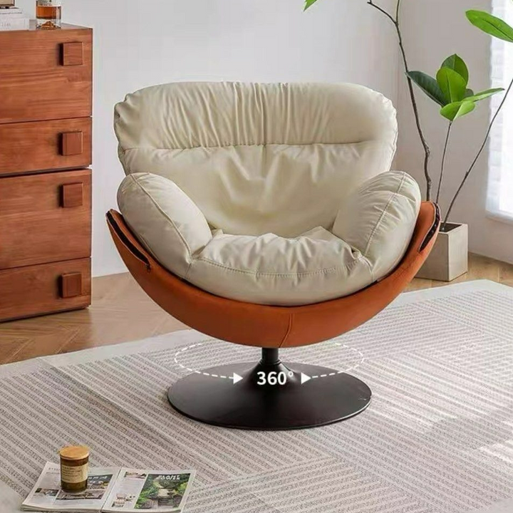 MILA Modern Leather Swivel Lounge Chair
