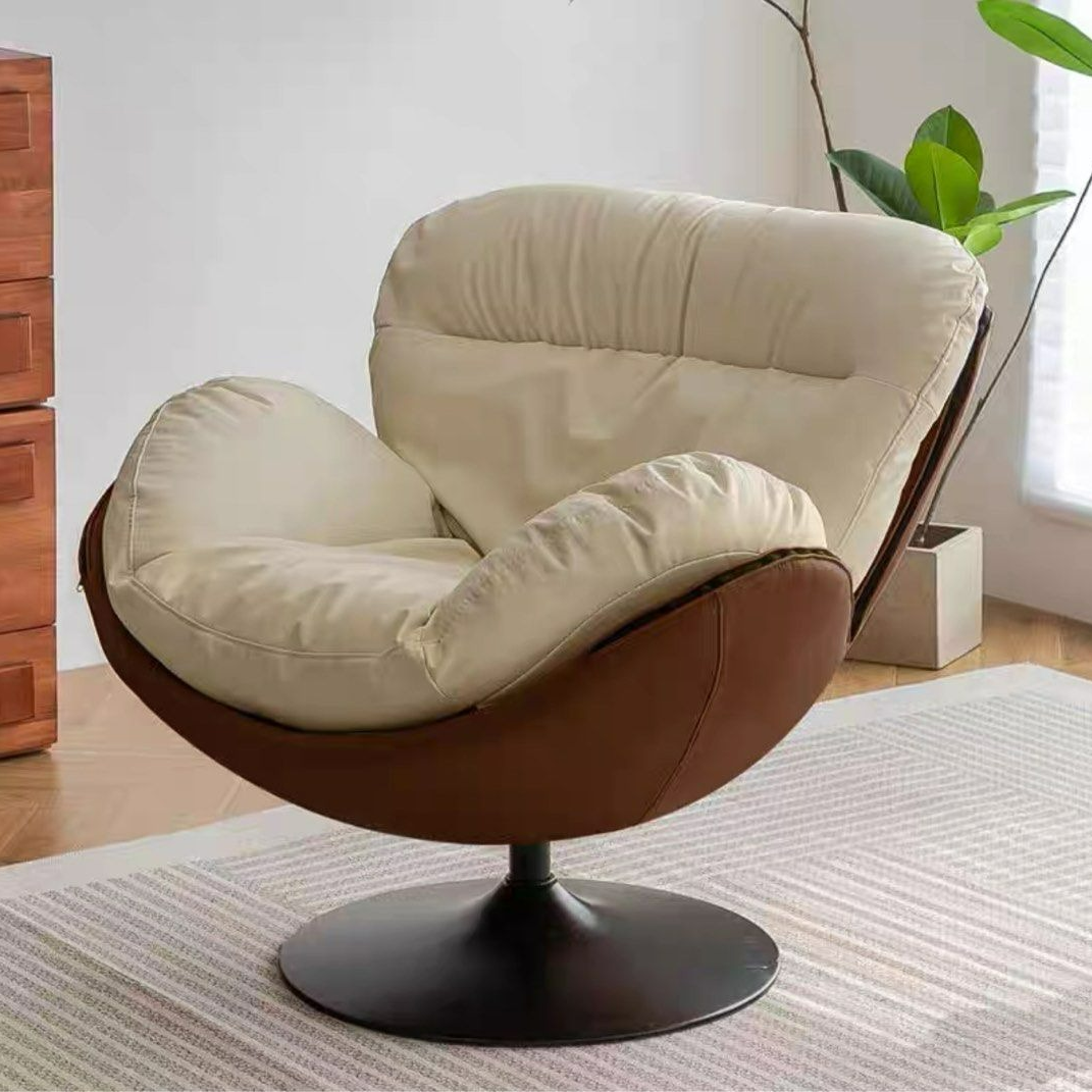 MILA Modern Leather Swivel Lounge Chair