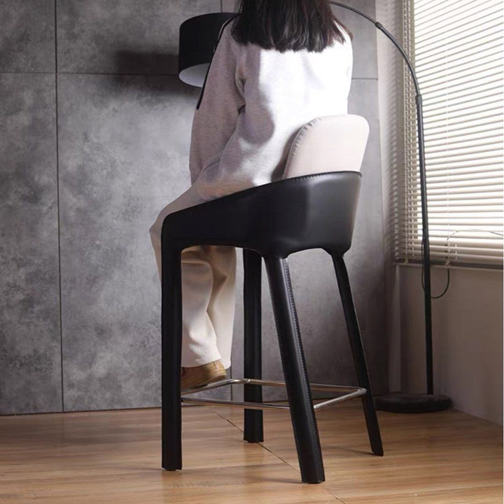 PRESTIGE Modern Saddle Leather Bar Stool