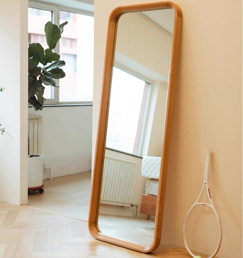 VOXE Classic Rounded Solid Wood Mirror