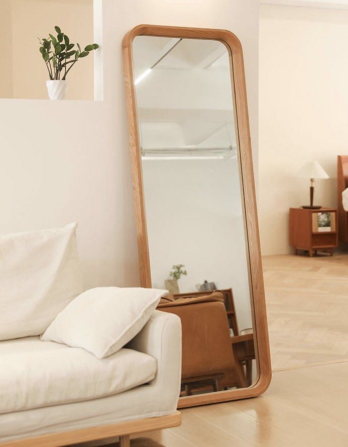 VOXE Classic Rounded Solid Wood Mirror