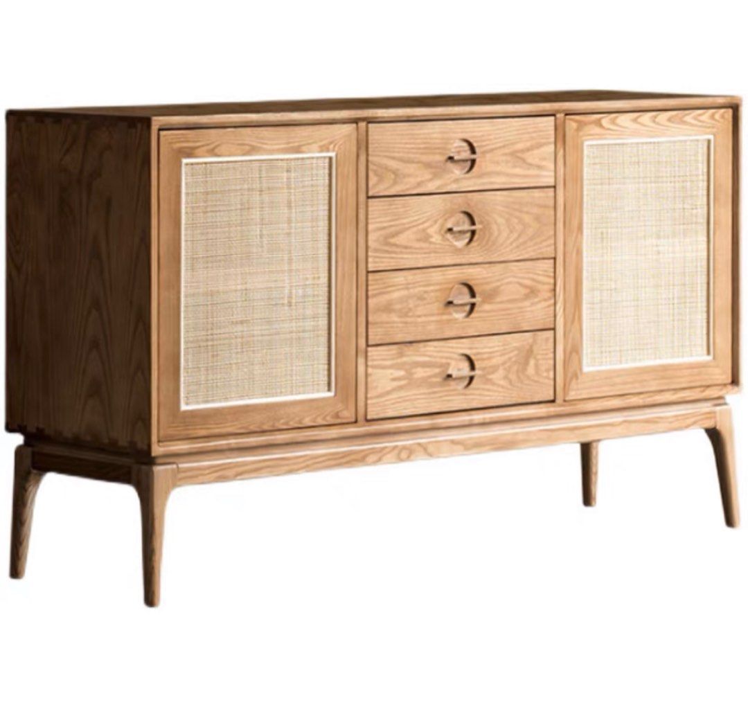 NETO Pine Wood Rattan Sideboard