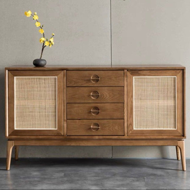 NETO Pine Wood Rattan Sideboard