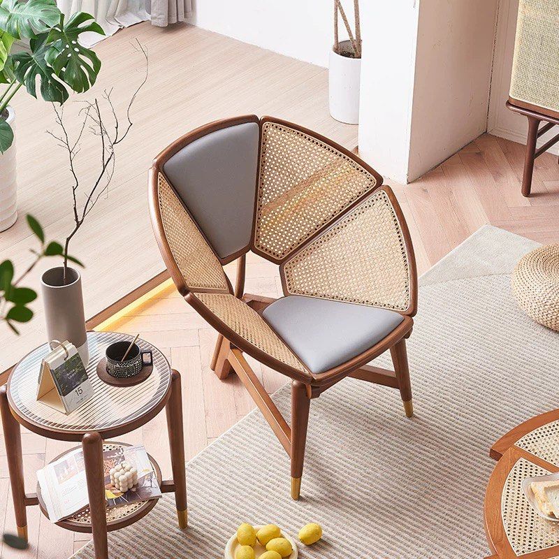 ZEIE Vintage Rattan Lounge Chair