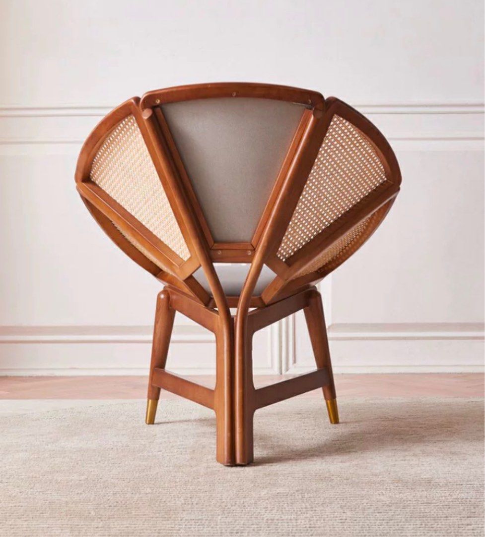 ZEIE Vintage Rattan Lounge Chair