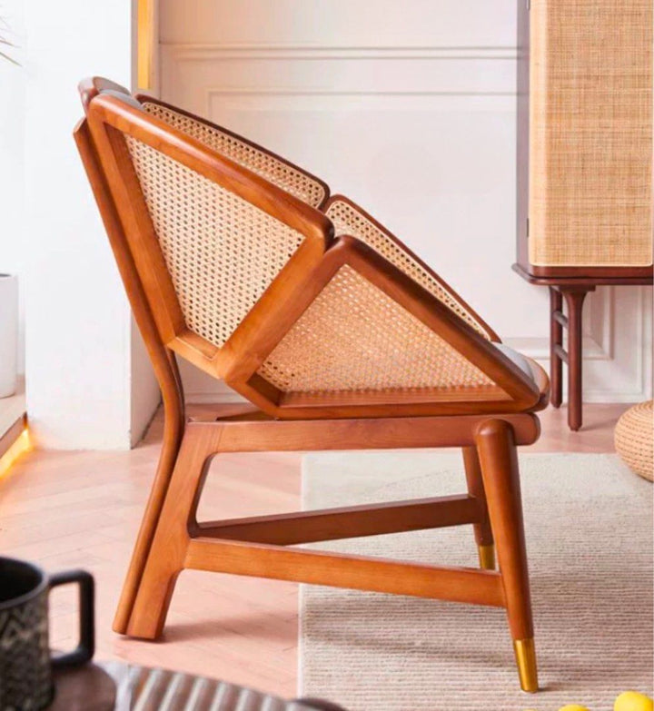 ZEIE Vintage Rattan Lounge Chair