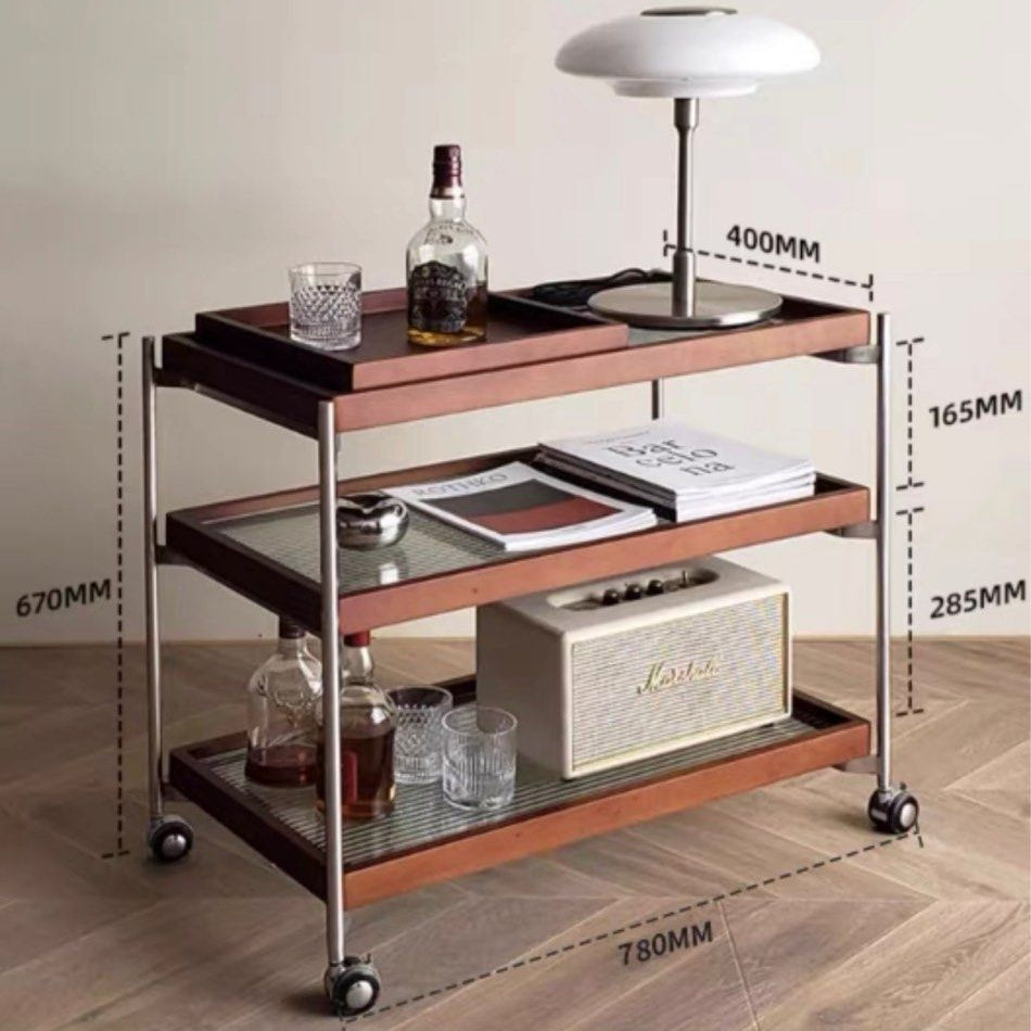 ZILA Modern Walnut Bar Cart